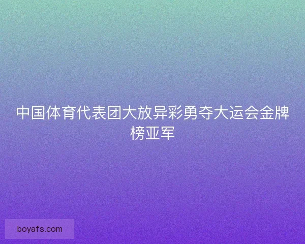 中国体育代表团大放异彩勇夺大运会金牌榜亚军